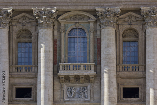 Close up of the Vatican Balcony where Pope stands, in St.Peter Square, Rome