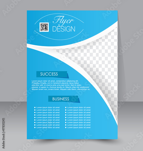 Template for brochure or flyer. Editable A4 poster for business, education, presentation, website, magazine cover. Blue color.