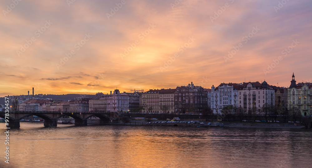 River Vltava in Prague at Sunset