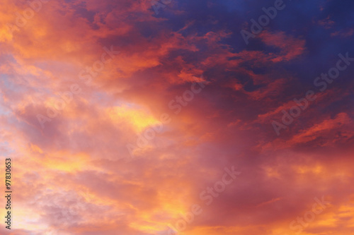 Fiery orange sunset sky. © statika27