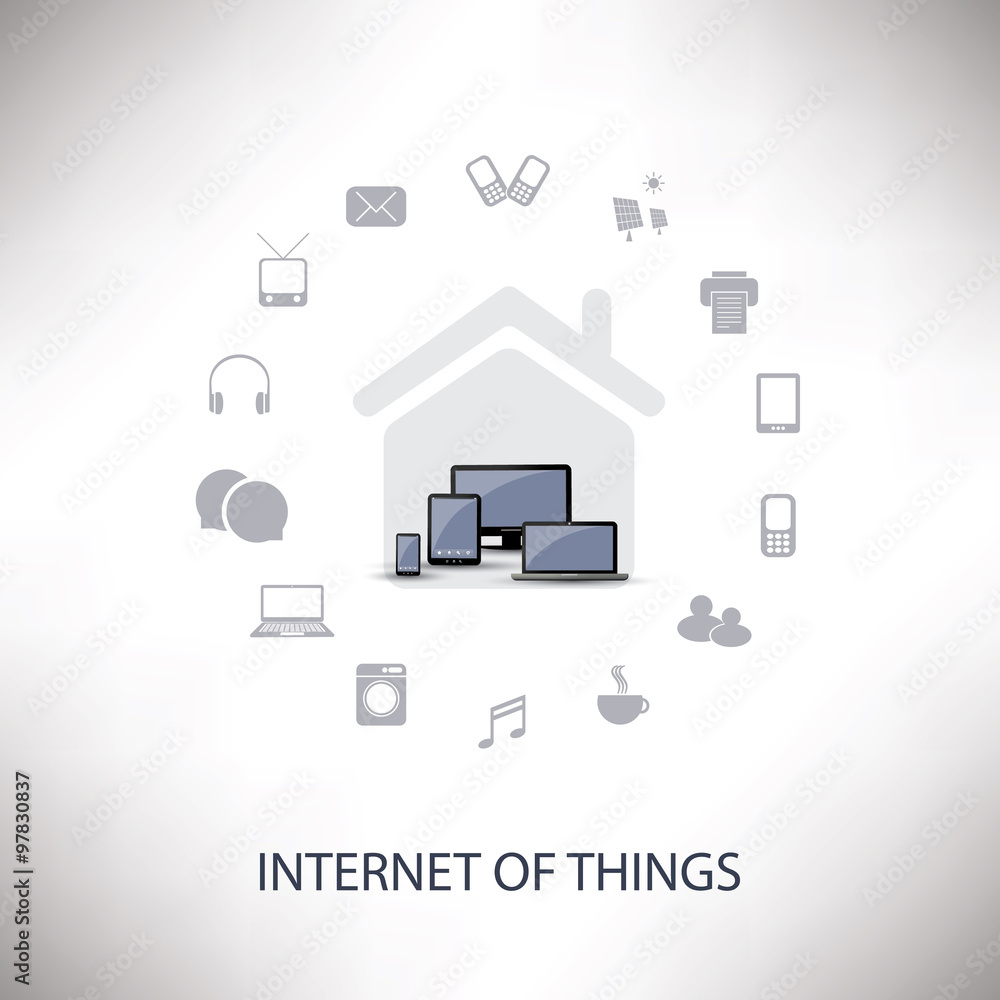 Internet Of Things, Digital Home And Networks Design Concept With Icons Internet Of Things, Digital Home And Networks Design Concept With Icons