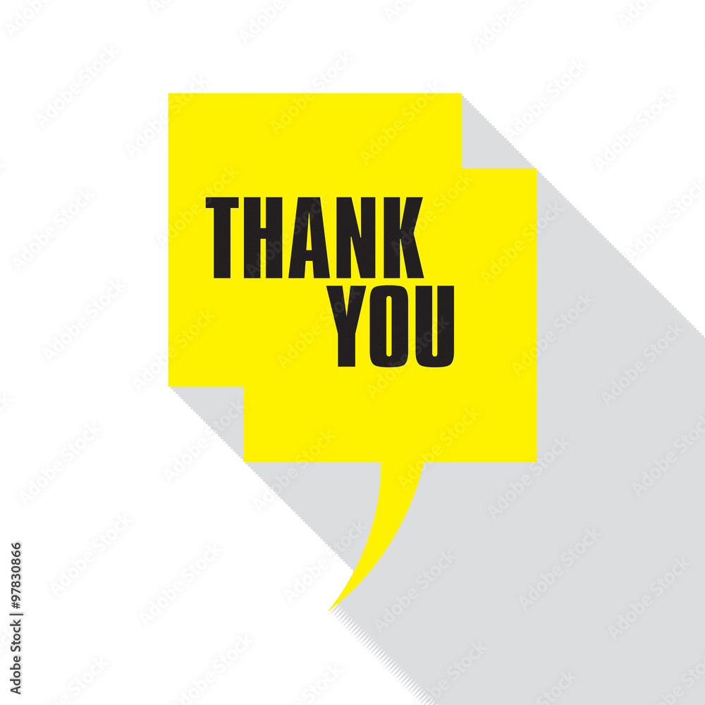 Thank you lettering on flat design with speech bubble icon. Thank you lettering on flat design with speech bubble icon.