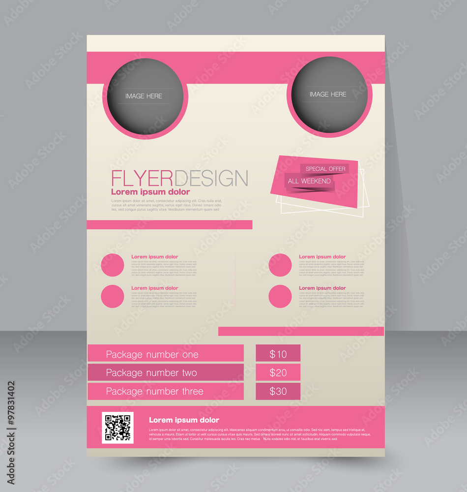 Flyer template. Business brochure. Editable A4 poster for design, education, presentation, website, magazine cover. Pink color. Flyer template. Business brochure. Editable A4 poster for design, education, presentation, website, magazine cover. Pink color.