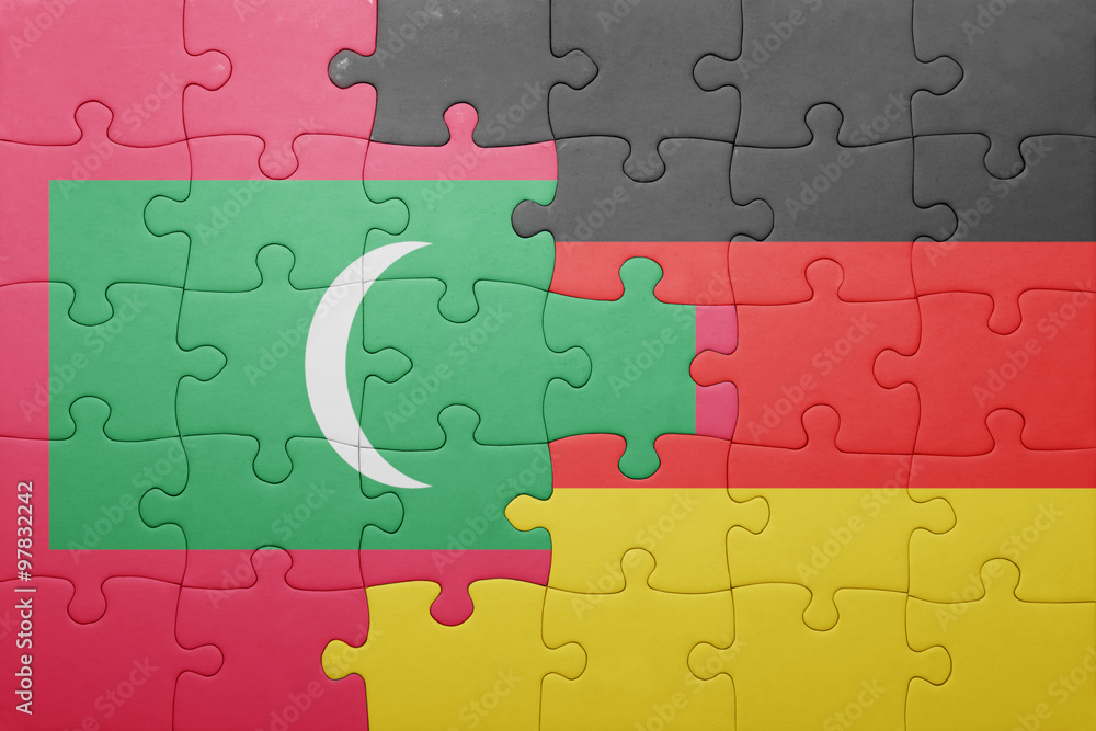 puzzle with the national flag of germany and maldives