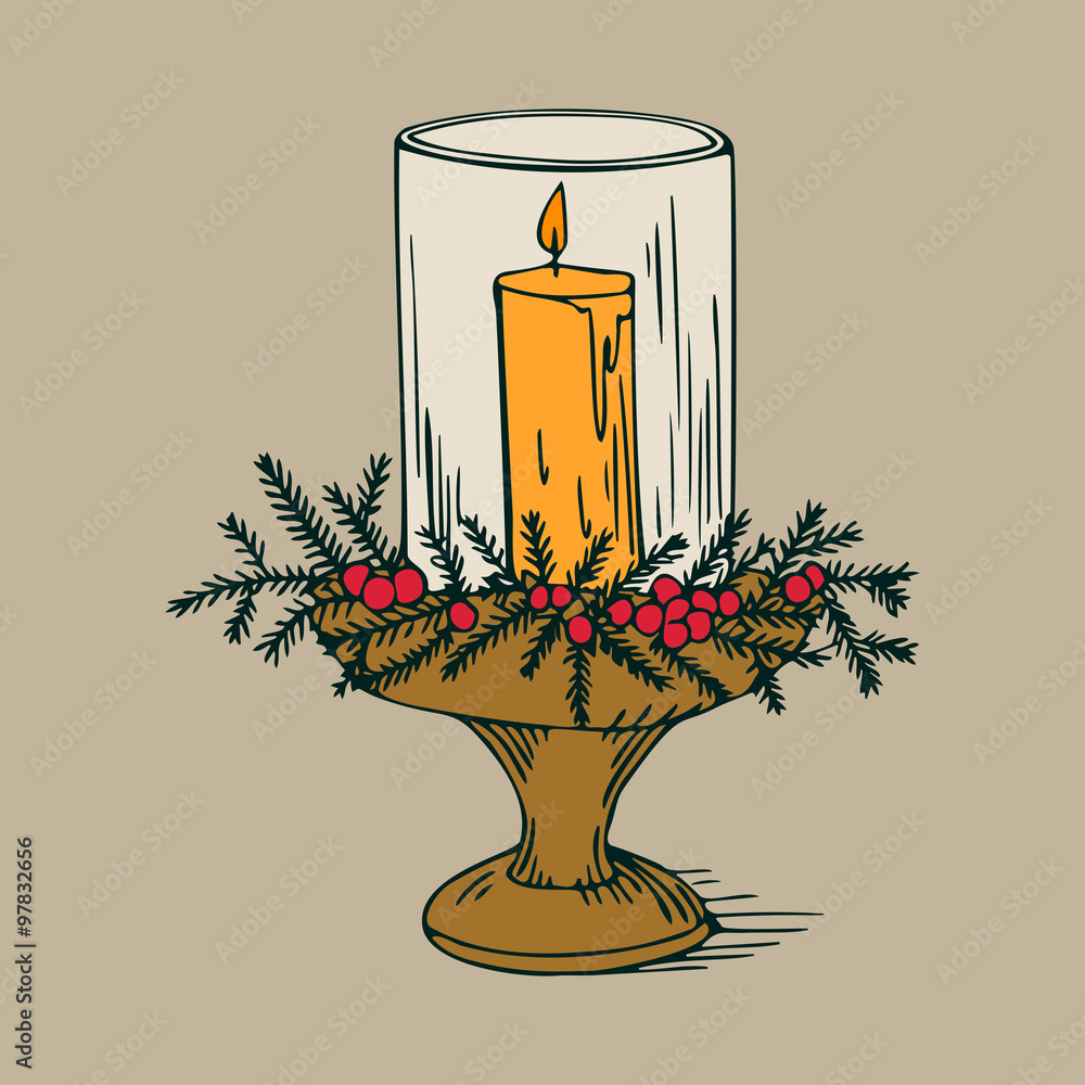 Beautiful christmas candlestick Stock Vector Adobe Stock
