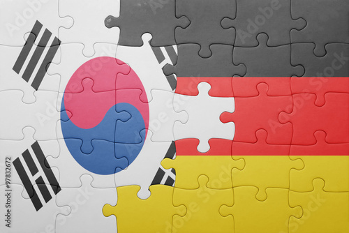 puzzle with the national flag of germany and south korea