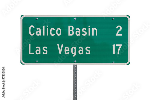 Canvas Print Las Vegas Highway Sign Isolated