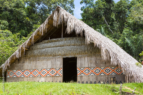 Traditional house with unique patterns in Manaus, Brazil