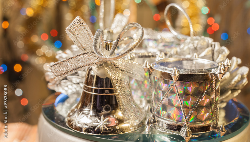 Xmas or new year composition with holiday decoration Xmas or new year composition with holiday decoration