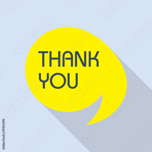 Thank you vector, appreciation and gratitude speech bubble in flat design with shadow icons set for business.  