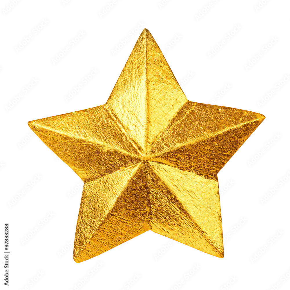 Golden christmas star ornament isolated on white Golden christmas star ornament isolated on white