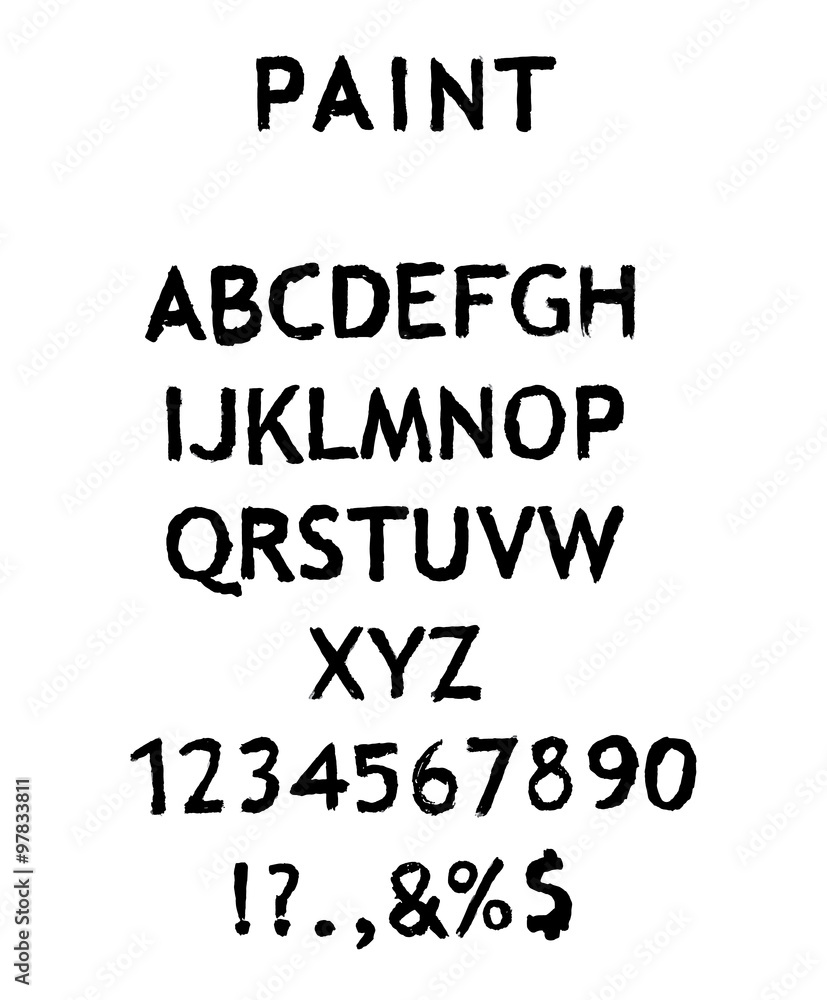 Vector alphabet with numbers on white background Vector alphabet with numbers on white background