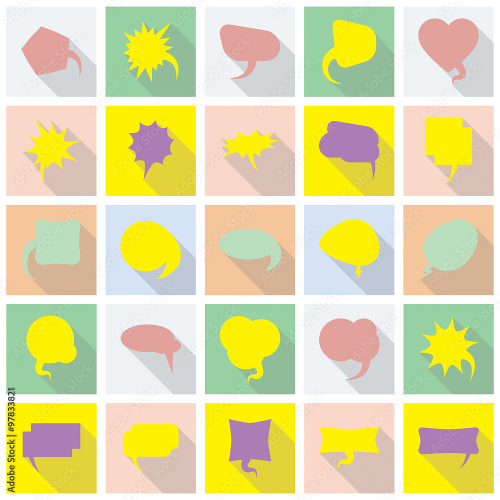 Large set of speech bubbles for infographics. Flat icons with shadows in trendy style collection. Large set of speech bubbles for infographics. Flat icons with shadows in trendy style collection.