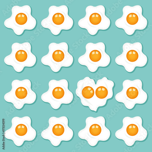 Fried eggs set background 