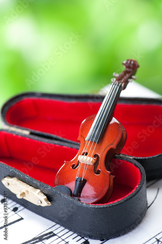 バイオリン 緑の背景