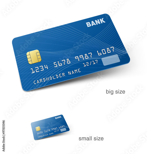 Set of credit cards isolated on white background. 