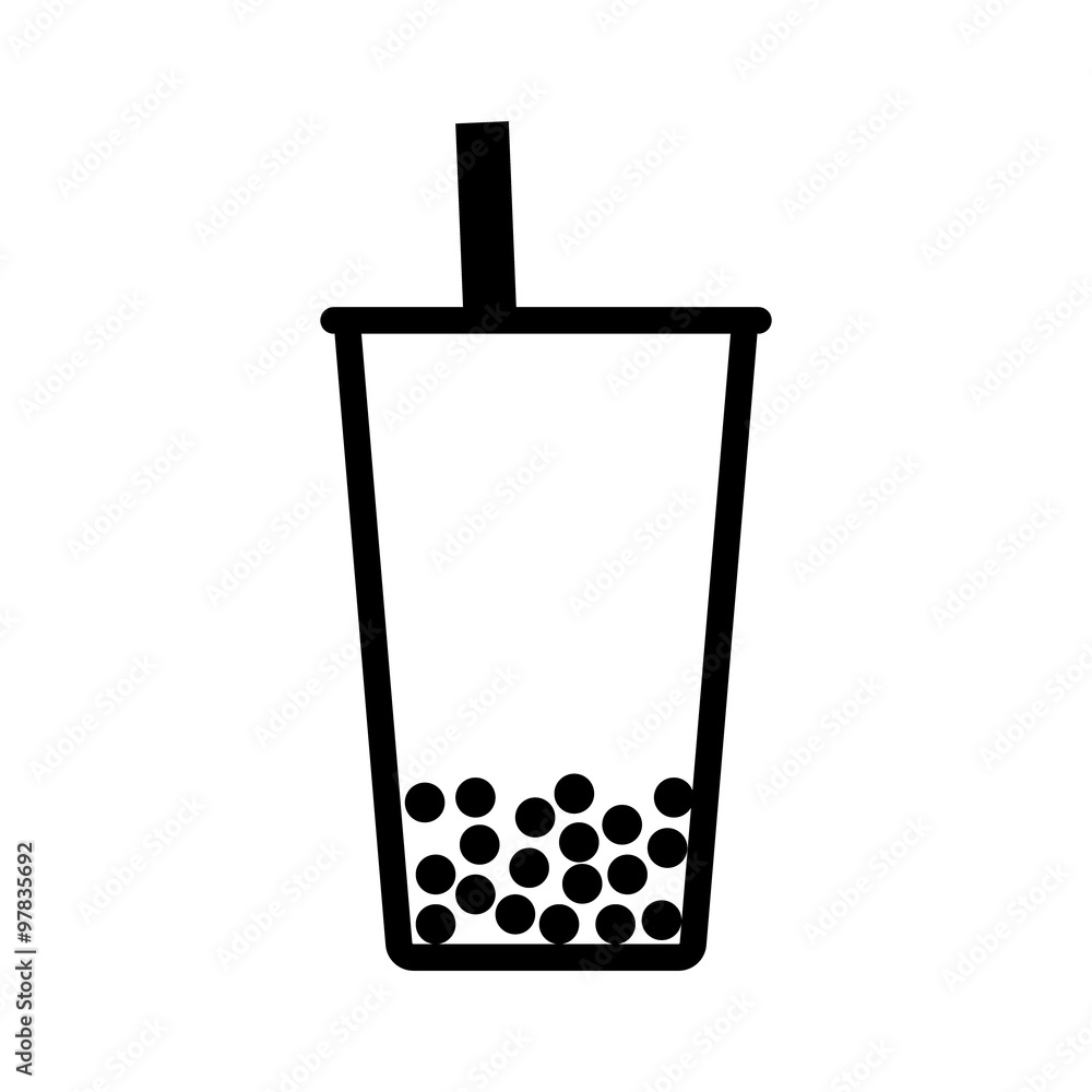 Bubble tea (boba) line art icon for apps and websites Stock ベクター