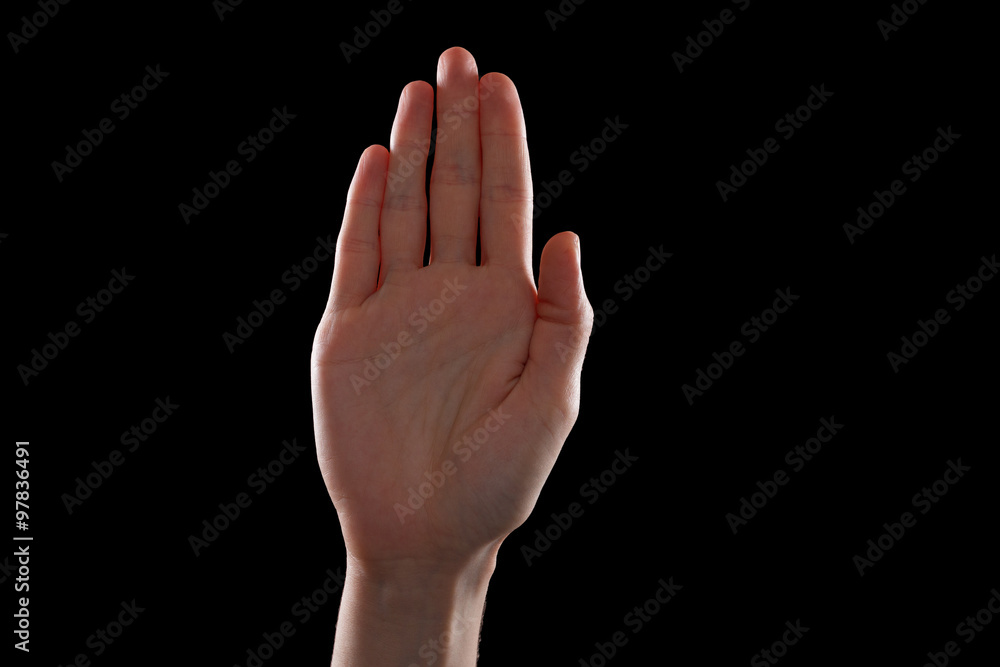 Woman expressing NO gesture with hand Woman expressing NO gesture with hand