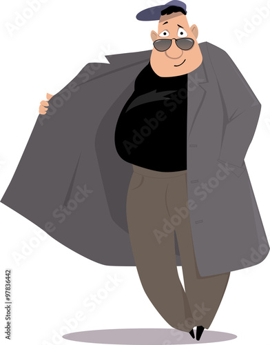 Black market salesman cartoon, EPS 8 vector illustration, no transparencies 