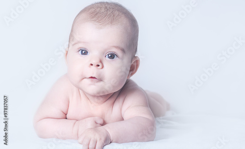 Cute Baby Girl on White Background