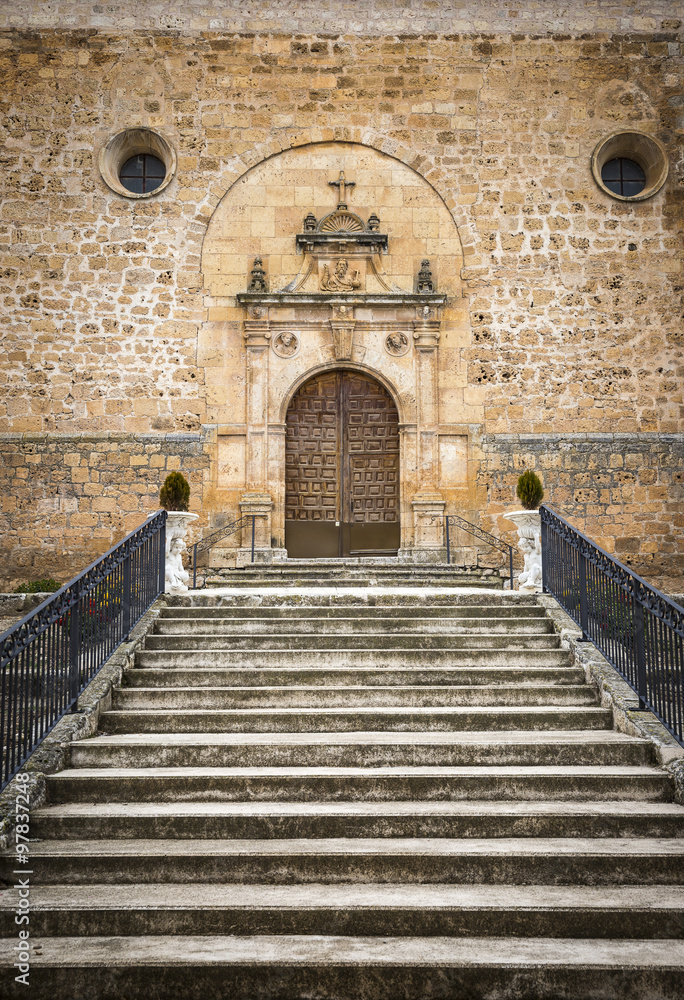 portico of San Martín church, Coruña del Conde, Burgos, Spain