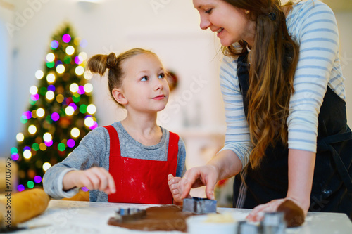 Family baking on Christmas eve