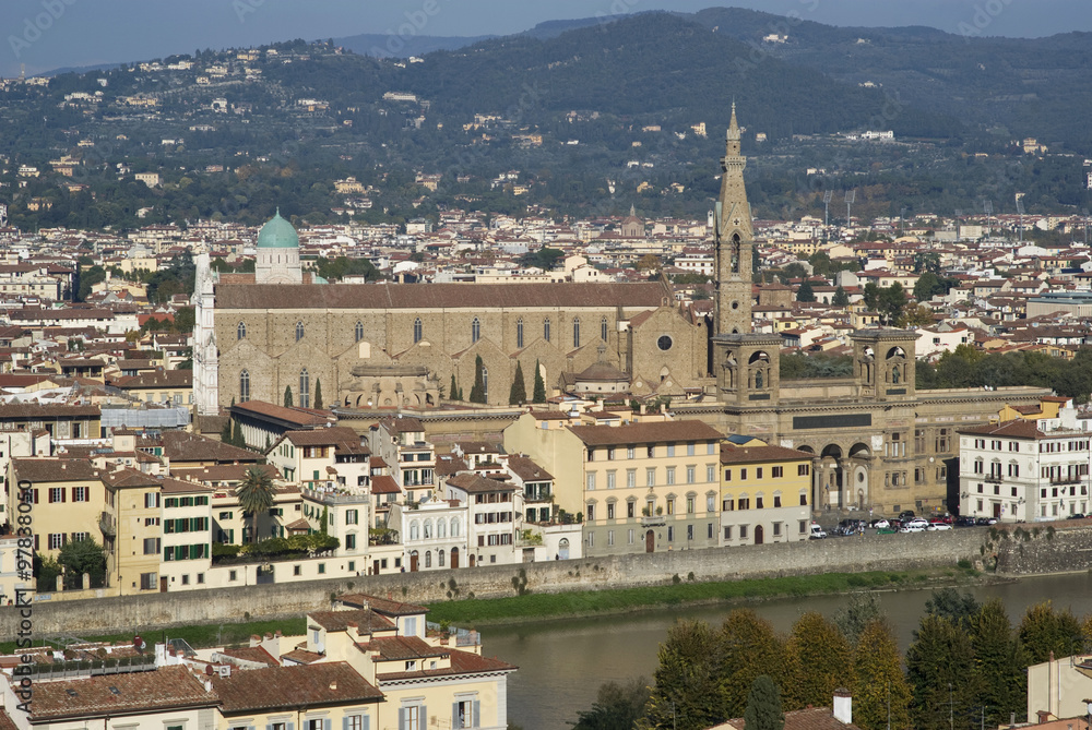 Florence old town with Basilica of the Holy Cross