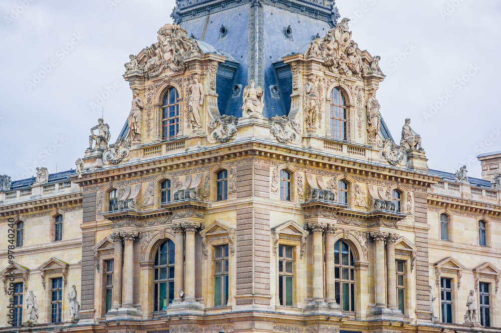 Louvre Museum exterior in Paris, France