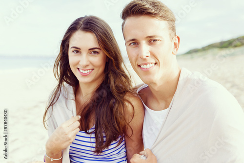 Romantic young couple on the beach