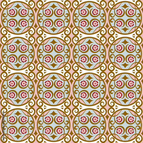 Seamless background image of round spiral vintage flower pattern.  