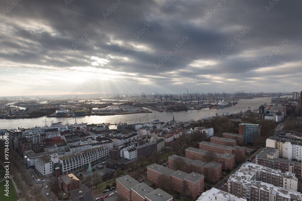 Fototapeta premium hamburg harbor germany from above