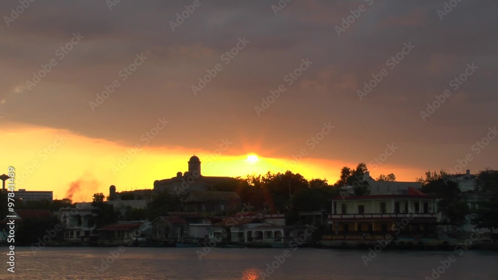 View of Cienfuegos City from Boat before Sunset, Cuba View of Cienfuegos City from Boat before Sunset, Cuba