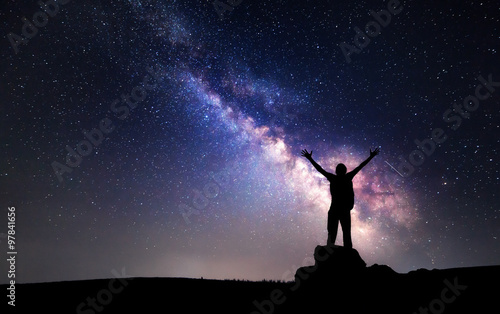 Milky Way. Night sky and si...