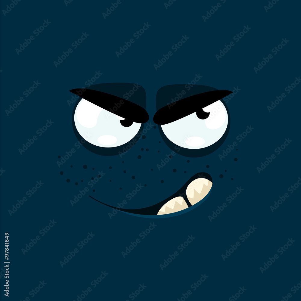 Cartoon face with a cunning expression Cartoon face with a cunning expression