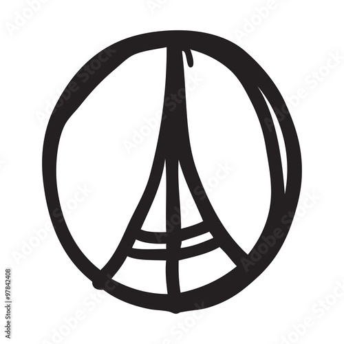 Freehand sketch of Eiffel Tower. Abstract banners Pray for France. Pray for killed victims and remembrance day.