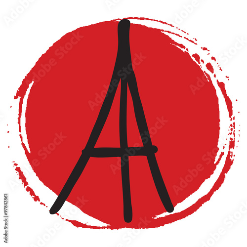 Freehand sketch illustration of pray and Eiffel tower peace sign on white background, hand drawn doodle, Pray for Paris, Pray for France