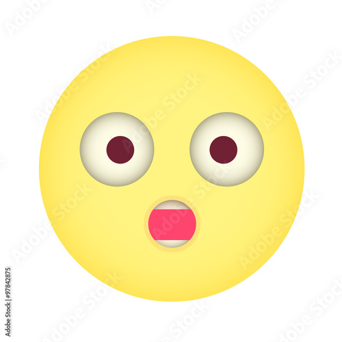 Flat suprise Emoticon. Wonder Emoticon. Blushed emoticon. Isolat