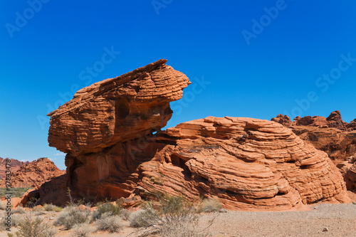 Rock Formation in desert of southern Nevada at Valley of Fire State Park, USA
