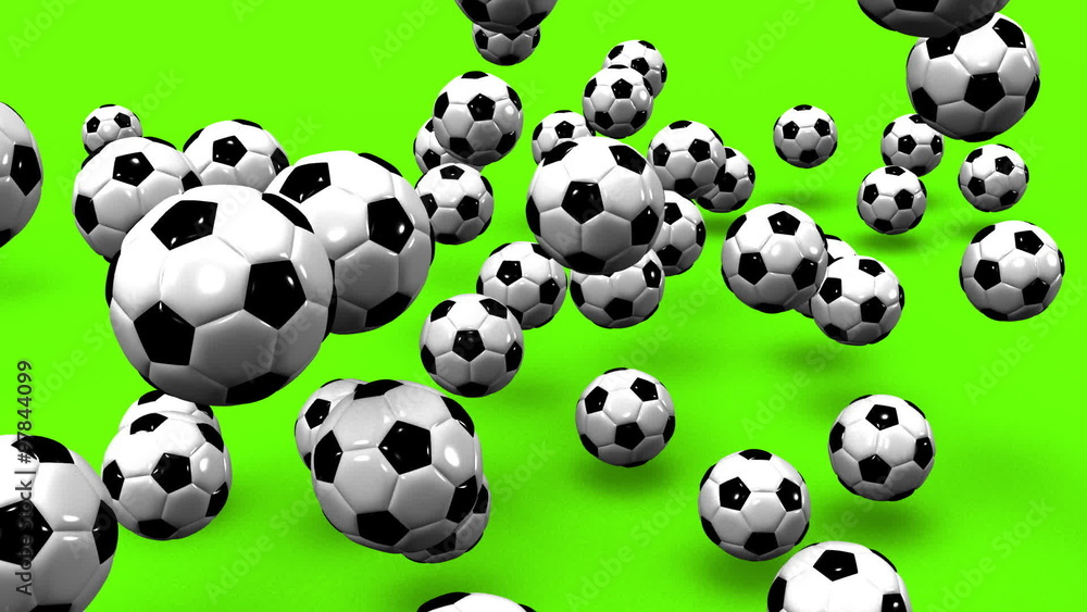 Bouncing Soccer Balls On Green Background Bouncing Soccer Balls On Green Background