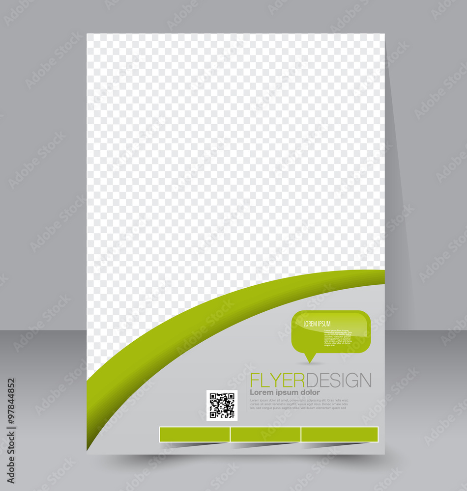Flyer template. Business brochure. Editable A4 poster for design, education, presentation, website, magazine cover. Green color.