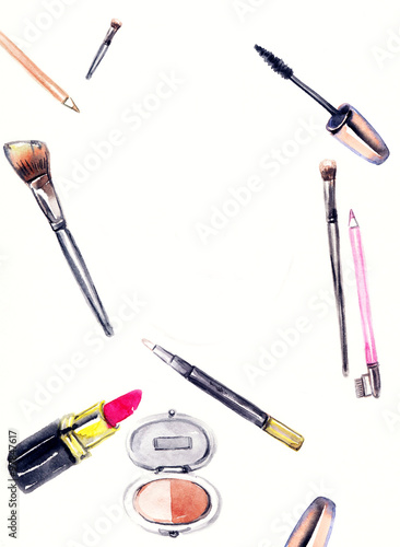 Make up products. watercolor illustration