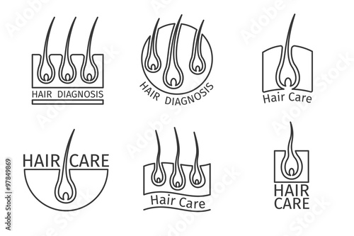 Healthy hair logos. Epilation and extensions