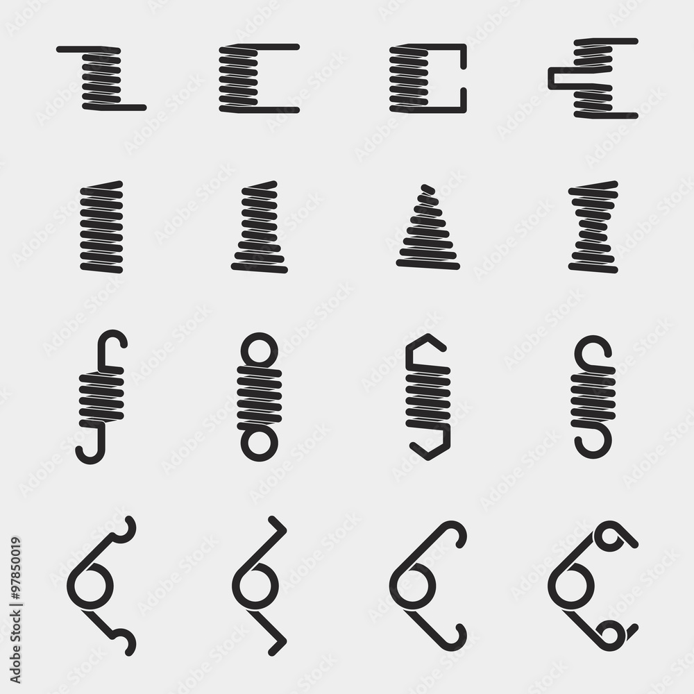 Spiral springs vector icons set Spiral springs vector icons set