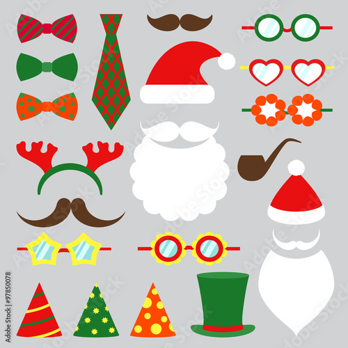 Christmas photo booth vector set