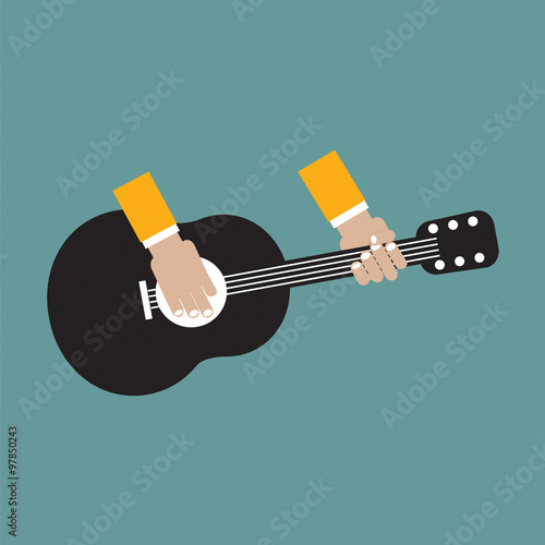 Guitar Playing Vector Illustration.