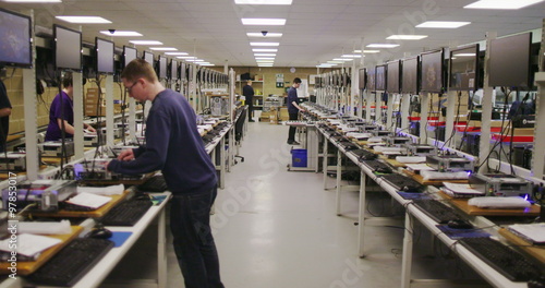 Wallpaper Mural Workers building computers in a British electronics factory Torontodigital.ca