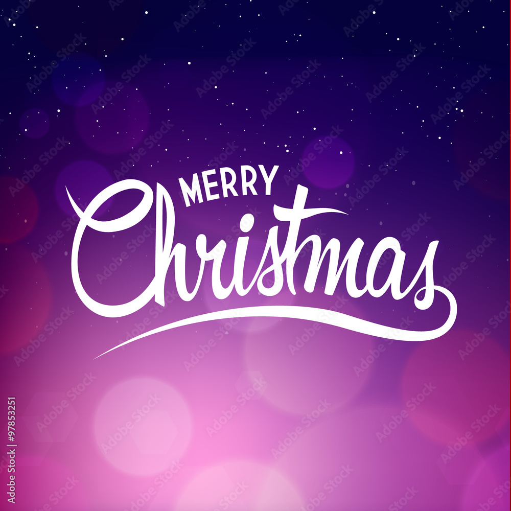 Christmas Background with Calligraphy. Vector Purple Greeting Card Christmas Background with Calligraphy. Vector Purple Greeting Card