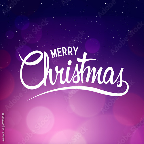 Christmas Background with Calligraphy. Vector Purple Greeting Card