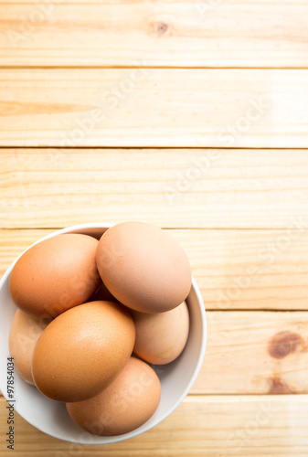 egg on wood background