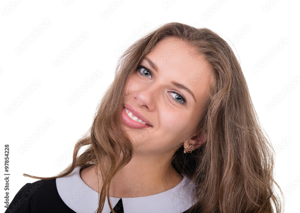 Smiling girl on a white background Smiling girl on a white background